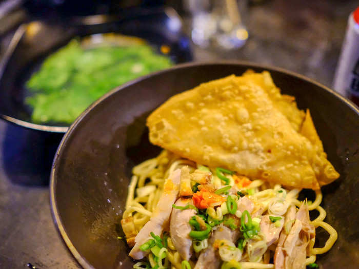 The recipe for the Chinese hand-pulled noodles with chicken is one passed down in his family, Chef Pak Dwi Perkasa, a Chinese-Indonesian, told me.