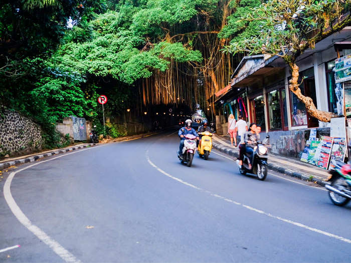 The Roamers from the retreat invited me for some grub. I had already eaten at Gratitude, but it seemed like fun to head into Ubud. The ride to town is short, but takes you through a thick green forest. The town and its surroundings is a jungle, giving it an otherworldly atmosphere.