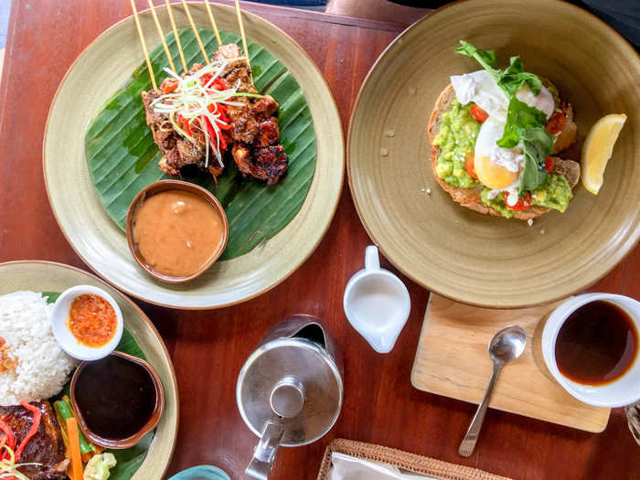 The menu at Gratitude is a mix between a traditional warung (satays, crispy duck, etc) and hipster fare. I think I reached peak millennial that morning when I ordered the avocado toast with poached egg.