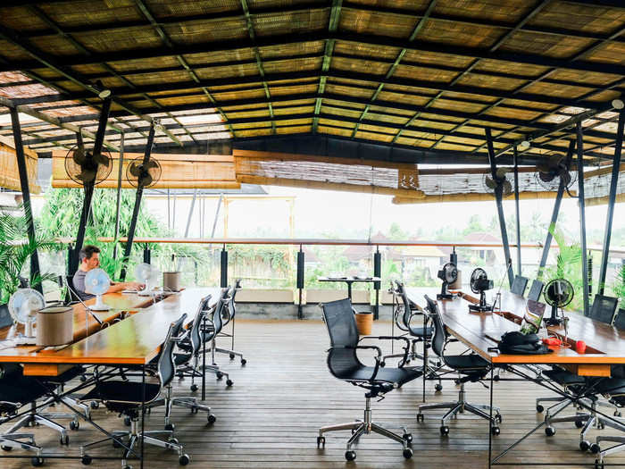 The co-working space at Roam is big and airy, with solid Wi-Fi and pitchers of cold water. I got set up and worked for a few hours — I am a digital nomad after all — but it gets a bit lonely up there. I was told by some long-time Roamers that there used to be a lively cafe adjacent to the space, but Roam closed it several months prior to my arrival.