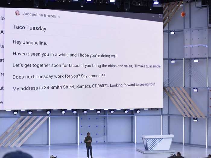 Google added a new feature to Gmail called "Smart Compose," which uses machine learning and predictive text to autocomplete your messages. It works really well!