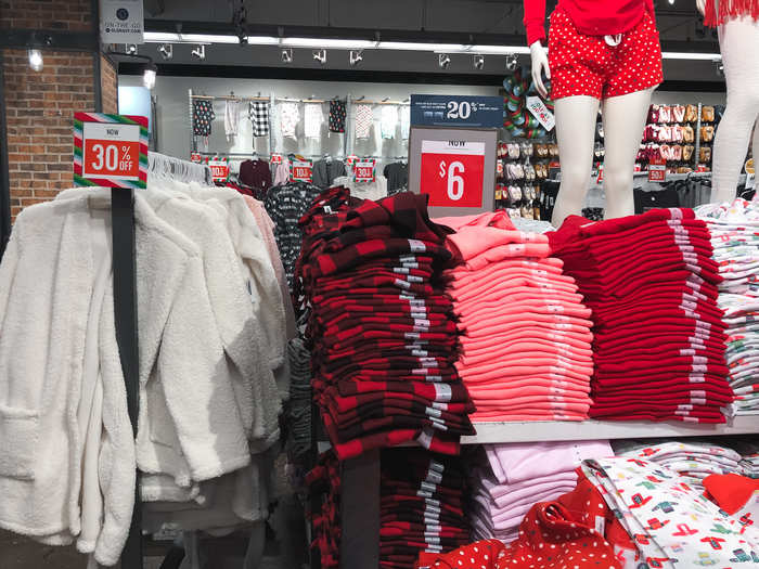Old Navy also sold a lot of similar sleepwear and basics. However, a plain long-sleeve shirt was $15 at Gap, and just $6 at Old Navy. There wasn