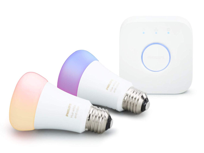 A set of smart, color-changing light bulbs