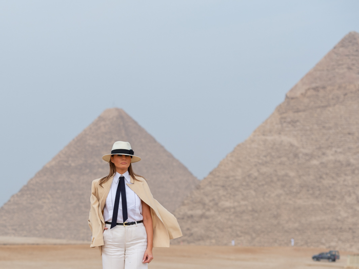 Oct. 6, 2018: Melania Trump tours the Giza Pyramids in Cairo.