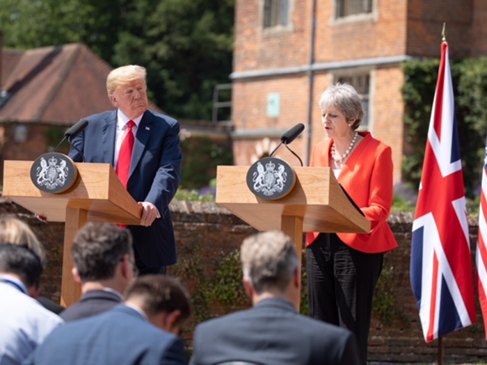 July 13, 2018: Trump and UK Prime Minister Theresa May hold a joint press conference.