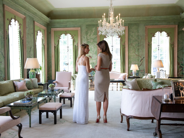 July 12, 2018: Melania Trump with Suzanne Ircha, an old friend and the wife of billionaire businessman and US ambassador to the UK Woody Johnson.