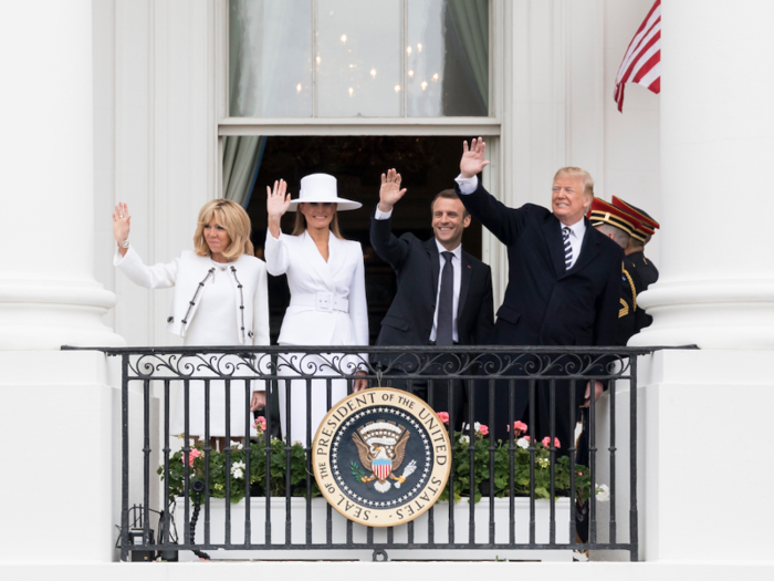 April 24, 2018: The arrival ceremony of the President of France Emmanuel Macron and his wife, Brigitte Macron.