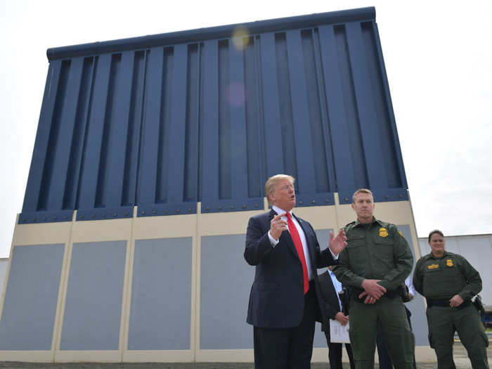 March 13, 2018: Trump inspects border wall prototypes in San Diego, California.