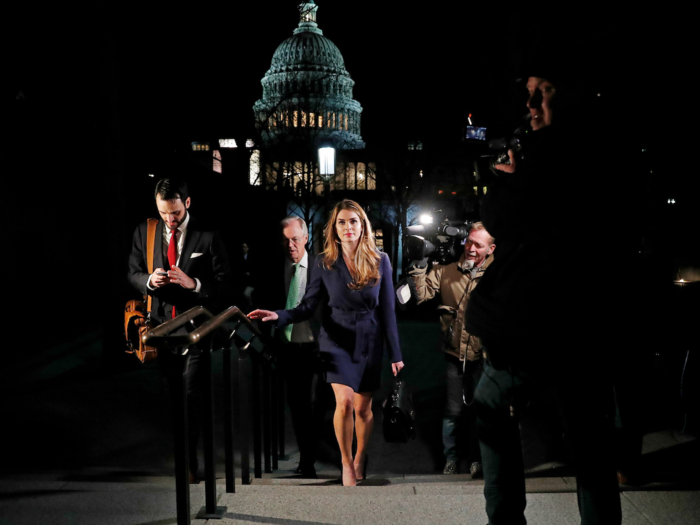 Feb. 27, 2018: White House Communications Director Hope Hicks leaves the U.S. Capitol after attending the House Intelligence Committee closed door meeting.