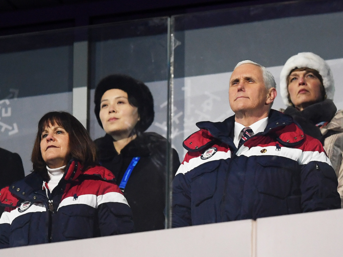 Feb. 9, 2018: Vice President Mike Pence, second lady Karen Pence, and North Korean Leader Kim Jong Un