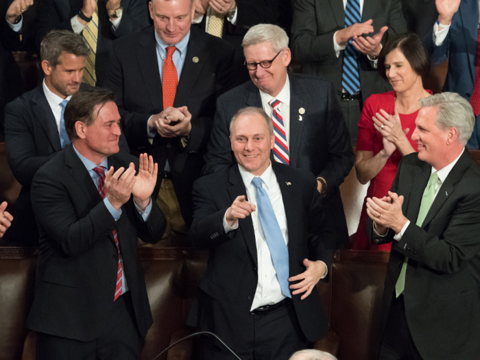 Jan. 30, 2018: Rep. Steve Scalise, a Louisiana Republican and House majority whip who was shot last year during congressional baseball practice, is recognized at the State of the Union.