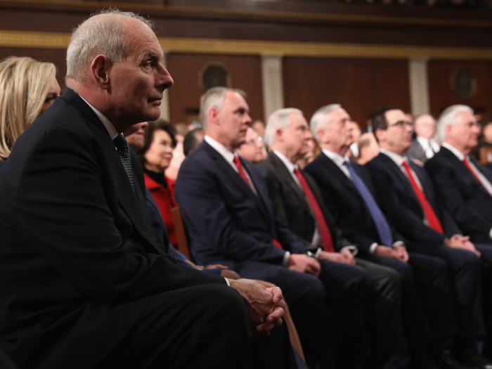 Jan. 30, 2018: White House Chief of Staff John Kelly looks on alongside members of Trump