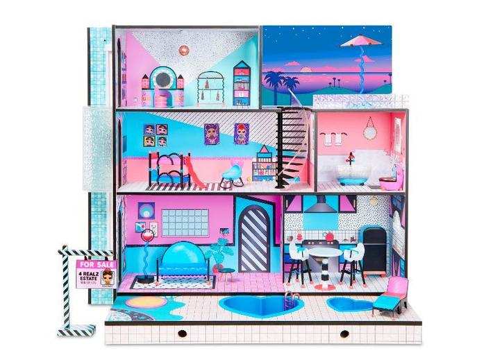 A wooden dollhouse