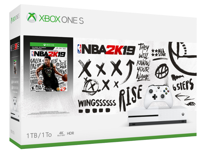 An XBOX One S with the best game for basketball fans