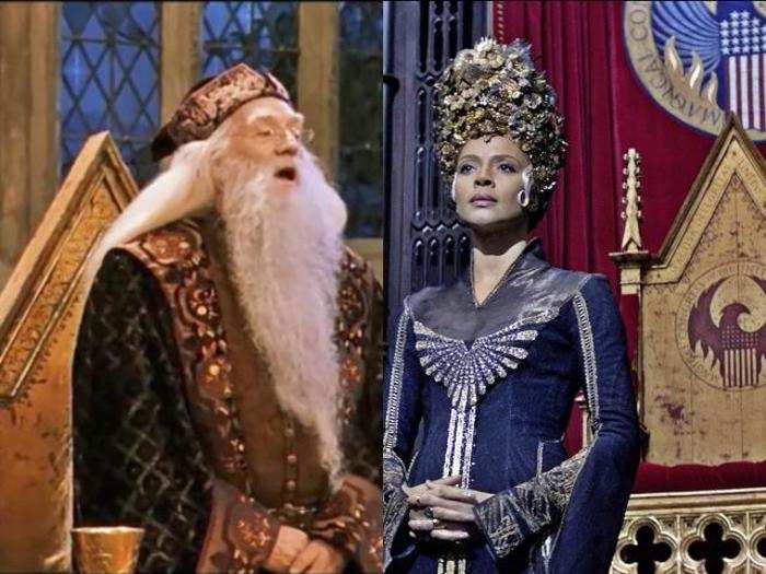 MACUSA president Seraphina Picquery has a big throne that looks like Dumbledore