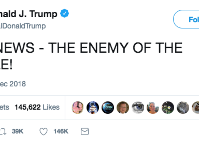 Trump calls "fake news" the "enemy of the people."