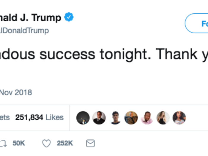 Trump calls 2018 election night a "success."