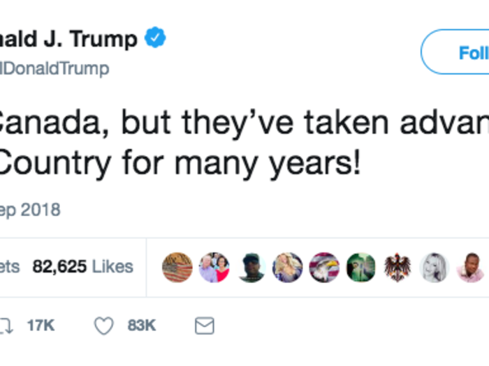 Trump accuses Canada of taking advantage of the U.S.