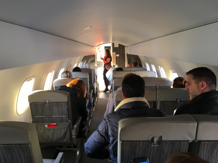 Inside the plane, there was just one flight attendant, along with about 25 other passengers. Outlets at each seat made it convenient to charge my phone as we flew.