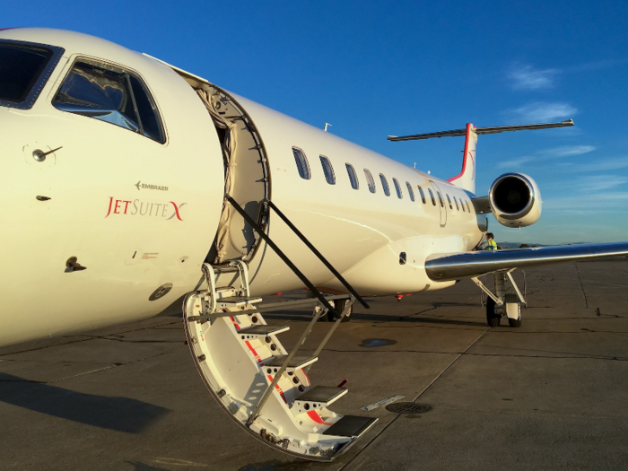 To board my flight, all I did was walk up a small flight of stairs located at the front of the aircraft.