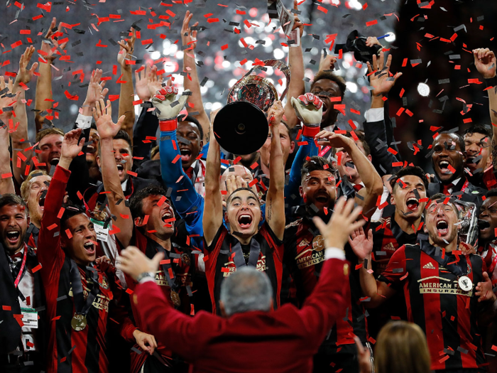 Atlanta United celebrates after winning the MLS Cup in their second year as a franchise.