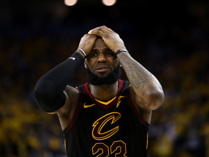 LeBron James expresses his anguish after a 51 point performance was not enough to win Game 1 of the 2018 NBA Finals against the Golden State Warriors.