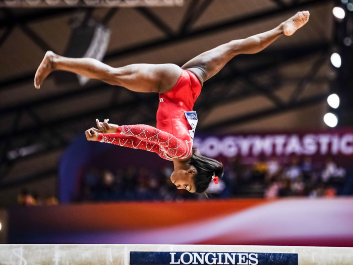 Simone Biles defies gravity, as per usual.