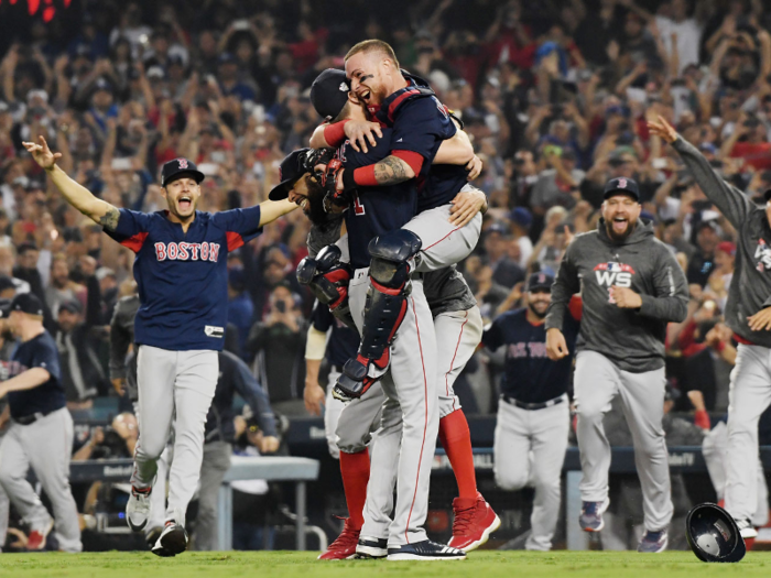 And when Boston went on to win the World Series, catcher Christian Vazquez jumped into the arms of Red Sox ace Chris Sale in celebration.