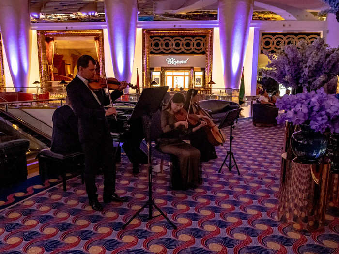 After a meal like that, I was in need of a long walk. I stopped by the atrium, where a string trio was performing string renditions of songs from the 1980s, like the Joe Cocker/Jennifer Warnes duet "Up Where We Belong."