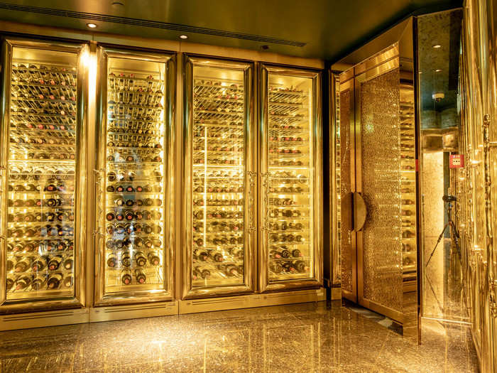 Like everything else in the Burj, the Al Mahara wine racks do, in fact, glitter with gold. It