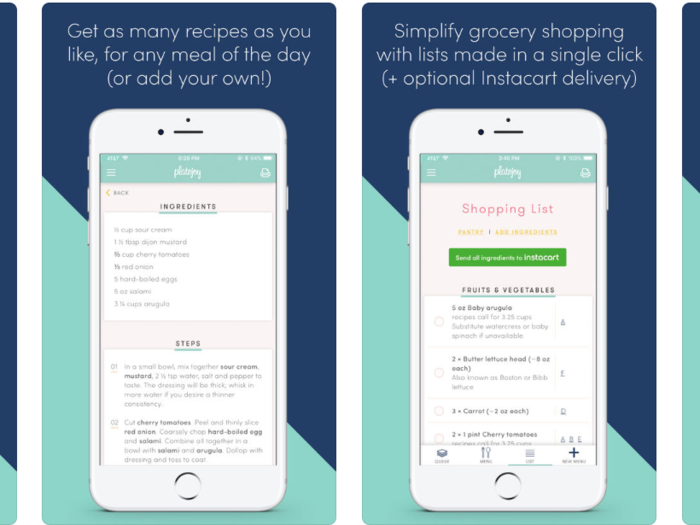 PlateJoy tailors recipes to your needs or preferences and helps you save money by smartly using pantry items and fresh foods.