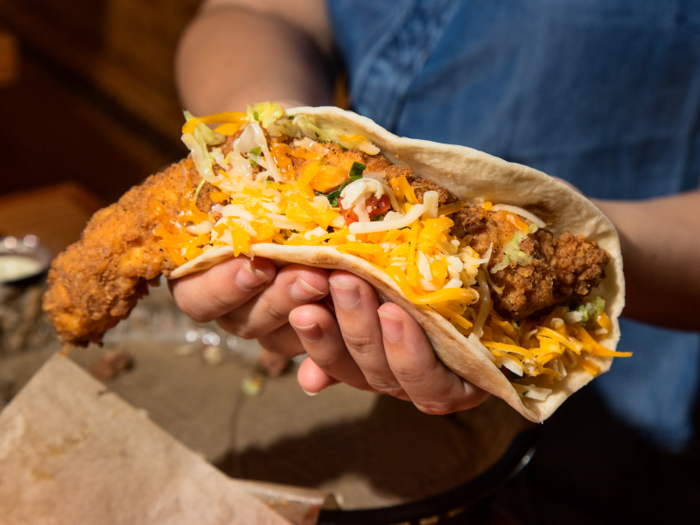 This hulking beast — the Trailer Park — featured a moist yet massive hunk of expertly fried chicken. The chicken could have stood alone at most restaurants, but here it was accompanied by cheese, chilis, lettuce, and pico de gallo in a tortilla that couldn