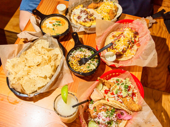 After we placed our order at the counter, our food arrived at the table surprisingly swiftly. With tacos costing about $4 and a margarita costing $6, this spread cost us roughly $40 before tax and tip.