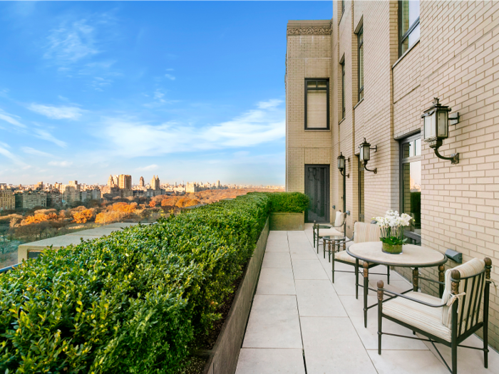 The 53-foot terrace offers sweeping views of Central Park.