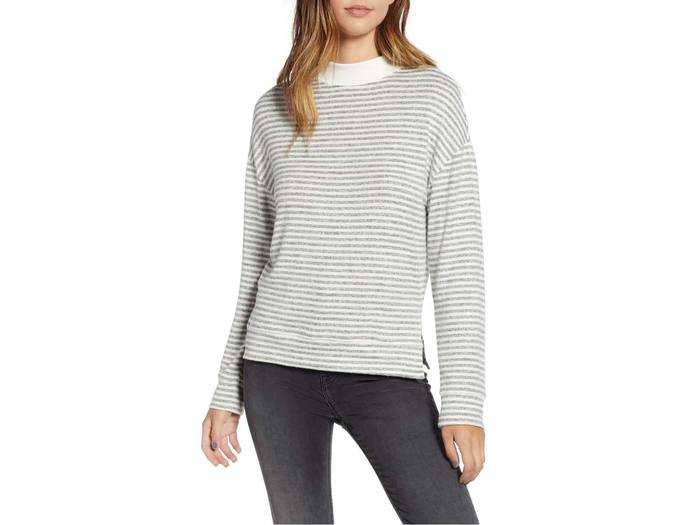 Stripe Knit Mock Neck Top