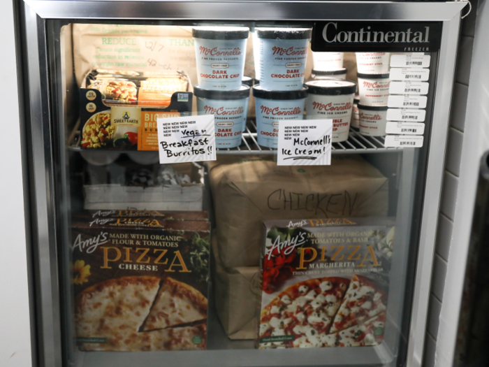 You can get a frozen cheese pizza for $9.95 or a Margherita pizza for $11.95.