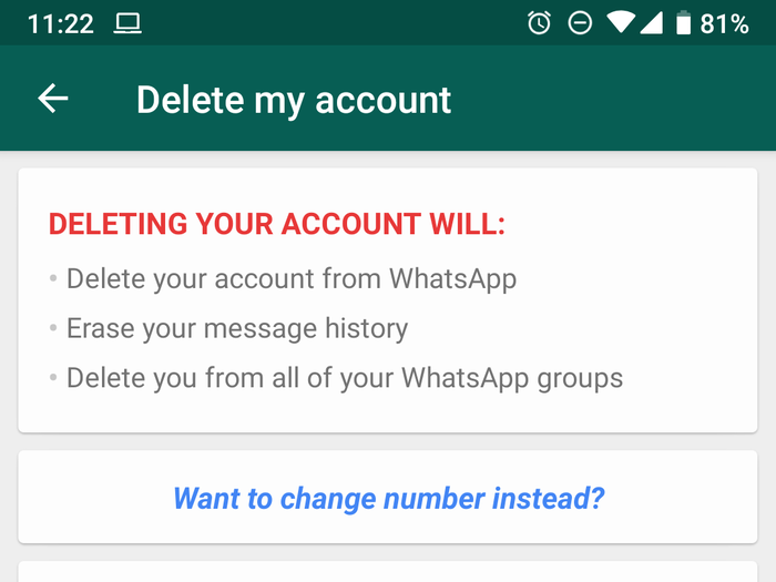 Lastly, deleting WhatsApp.