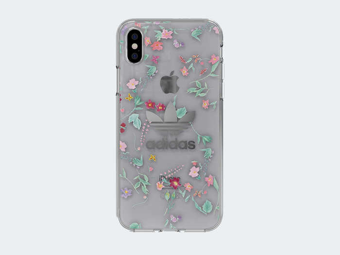 A clear case with flower graphics