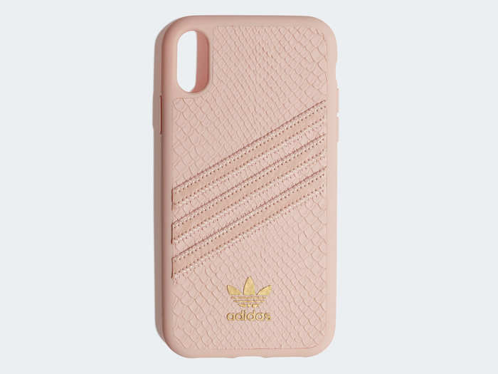 A pink and gold-accented snakeskin case