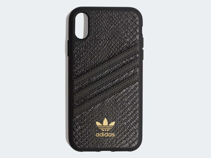 A black and gold-accented snakeskin case