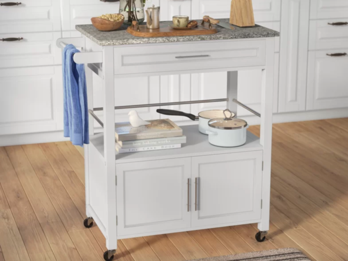 Andover Mills Snow Kitchen Island with Granite Top