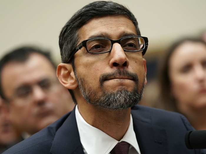 DECEMBER: Sundar Pichai shoots a slightly puzzled look at a US senator during his Congress grilling over perceived political bias.