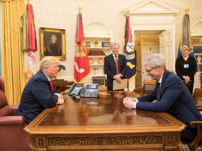 APRIL: Apple CEO Tim Cook sat down with Donald Trump.