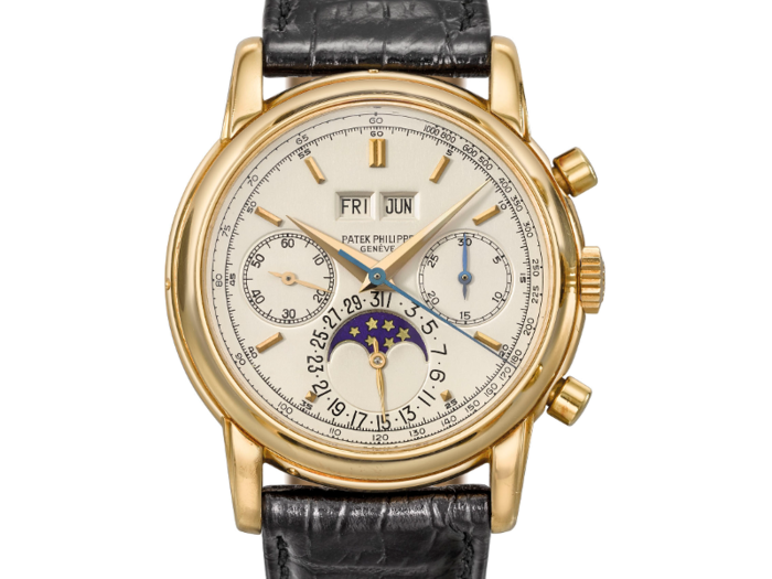 8. This Patek Philippe 18K gold perpetual calendar chronograph watch with moon phases and a tachymeter scale sold for $668,862.