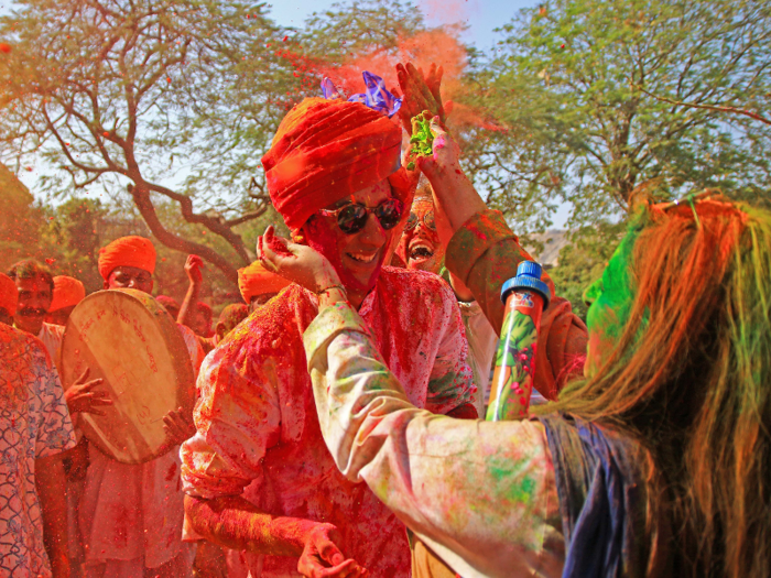 Holi is a Hindu festival that celebrates the triumph of good over evil. Today, people often celebrate by lighting bonfires the night before and then throwing colored powder on each other throughout the next day.