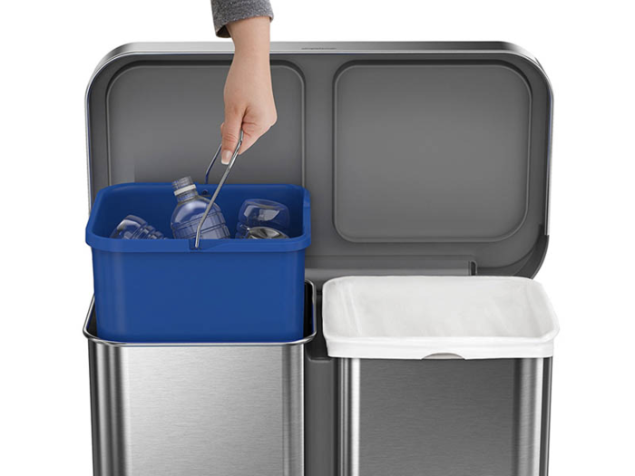 A dual-compartment trash can