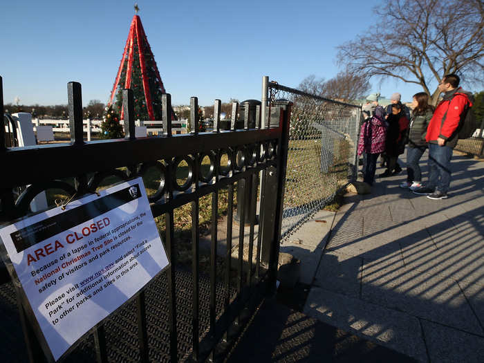 The National Christmas Tree was closed temporarily, though it reopened in time for the holiday.