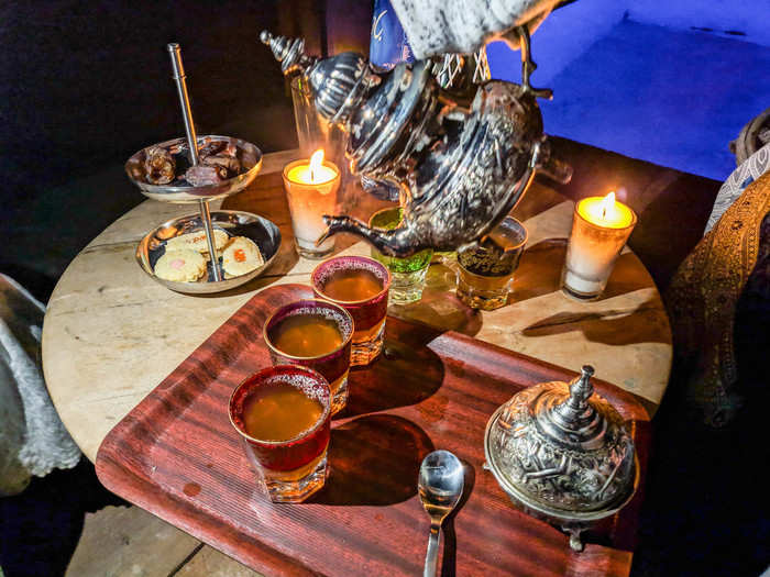 I ordered some traditional Moroccan mint tea to enjoy with my friends in the “VIP” section.