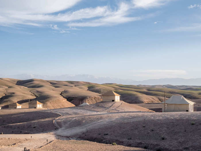 There are a number of camps you can stay at in the area, but the RAK Electronik party was being held at the Agafay Desert Luxury Camp. It seemed to be further into the desert than most camps. You could see the stunning Atlas mountain range in the distance.