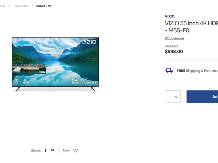 Some products cost almost the same on each site. A 55" VIZIO 55 Inch 4K Smart TV is $598 at Jet and $599 at Costco.